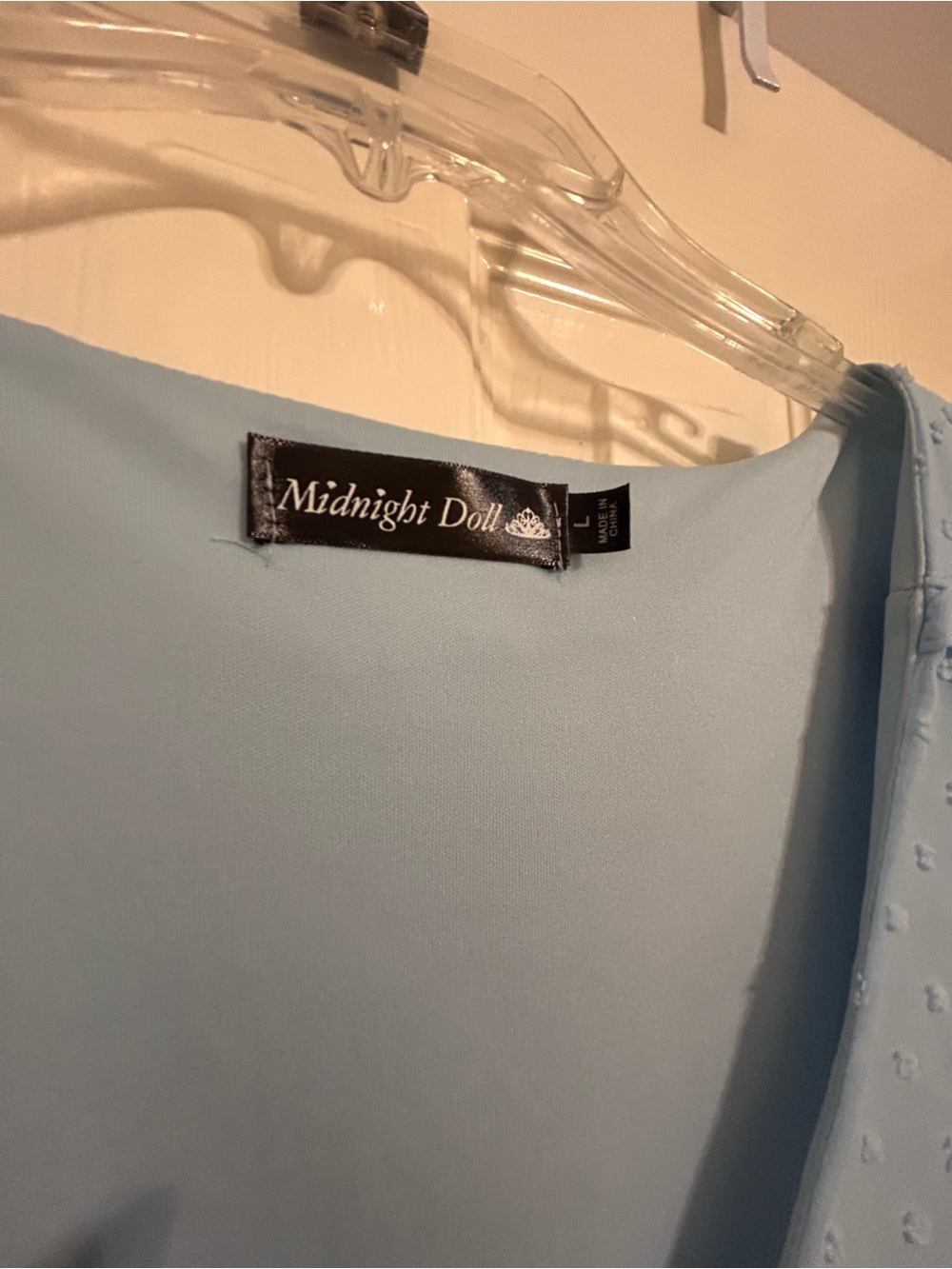 Light Blue Mini Dress with Ruffle Hem - Picture 2 of 3